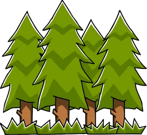 Cartoon Pine Forest Illustration PNG image