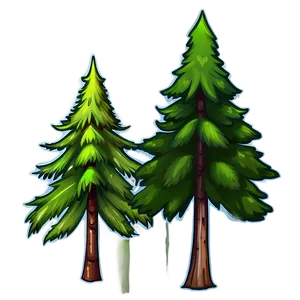 Cartoon Pine Tree Drawing PNG Uhr