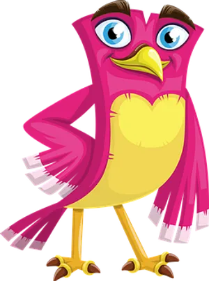 Cartoon Pink Bird Standing PNG image
