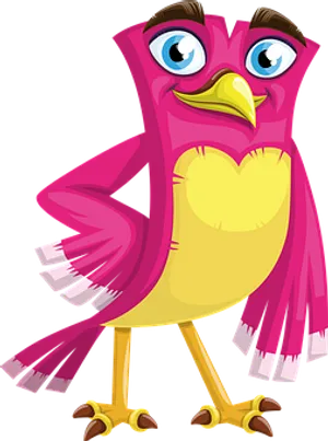Cartoon Pink Bird Standing