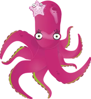 Cartoon Pink Octopus PNG image