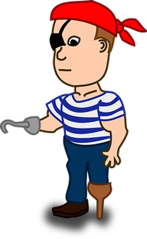 Cartoon Piratewith Eye Patchand Hook PNG