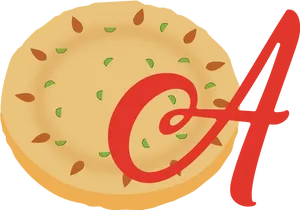 Cartoon Pizzawith Red At Symbol