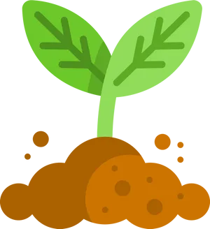 Cartoon Plant Growing From Soil