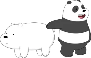 Cartoon Polar Bearand Panda PNG image