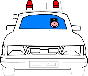 Cartoon Police Carwith Smiling Officer PNG