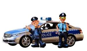 Cartoon Police Figuresand Patrol Car PNG image