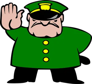 Cartoon Police Officer Gesture Stop PNG image
