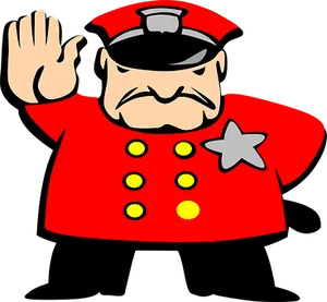 Cartoon Police Officer Gesture Stop