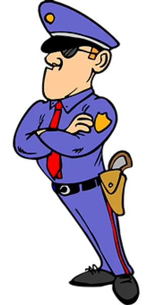 Cartoon Police Officer Standing Firm PNG image