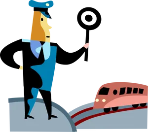 Cartoon Policeman Directing Traffic PNG