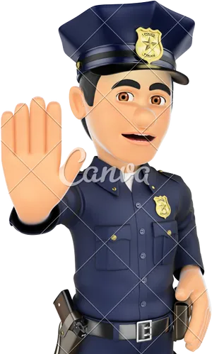 Cartoon Policeman Gesture Stop PNG