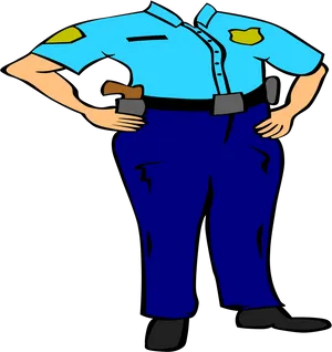 Cartoon Policeman Standing Confidently PNG