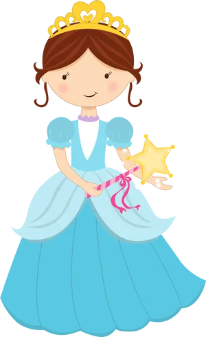 Cartoon Princess With Magic Wand PNG image