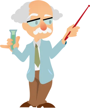 Cartoon Professorwith Pointerand Test Tube
