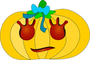 Cartoon Pumpkin With Bow PNG image