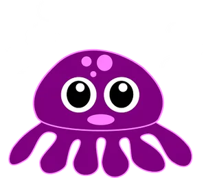 Cartoon Purple Octopus Vector