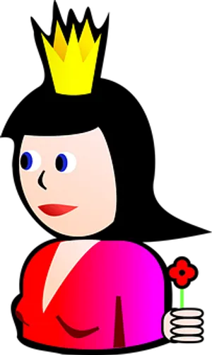 Cartoon Queen With Flower