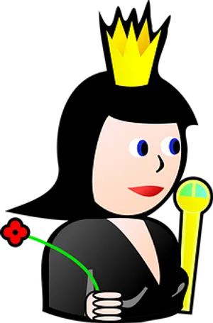 Cartoon Queenwith Scepterand Flower