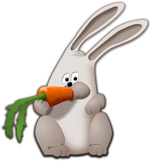 Cartoon Rabbit Eating Carrot