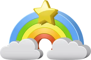 Cartoon Rainbow Star Clouds PNG image