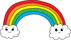 Cartoon Rainbow With Clouds PNG image