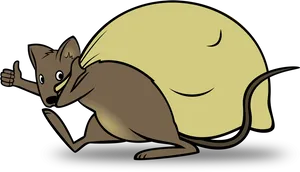 Cartoon Rat Carrying Big Cheese PNG image