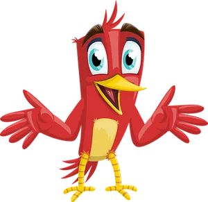 Cartoon Red Bird Gesture