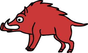 Cartoon Red Boar Illustration PNG image