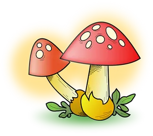 Cartoon Red Mushrooms Illustration PNG image
