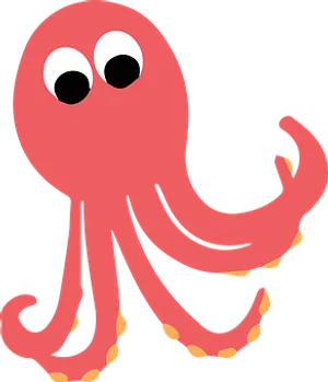 Cartoon Red Octopus Graphic