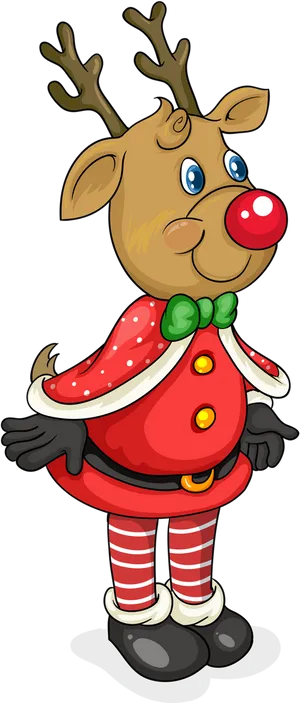 Cartoon Reindeerin Christmas Outfit