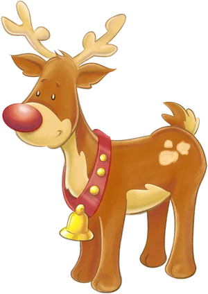 Cartoon Reindeerwith Red Nose PNG image