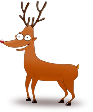 Cartoon Reindeerwith Red Nose PNG image