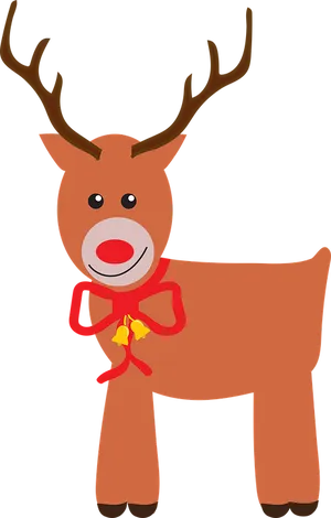 Cartoon Reindeerwith Red Noseand Bow PNG image