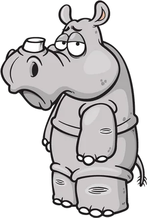 Cartoon Rhinoceros Standing PNG image