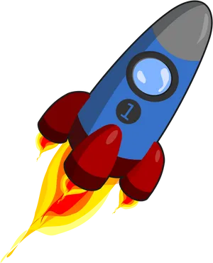 Cartoon Rocket Launch Illustration PNG image