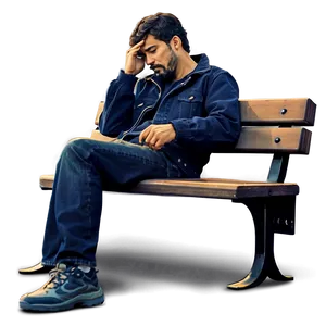 Cartoon Sad Person Sitting PNG 06122024
