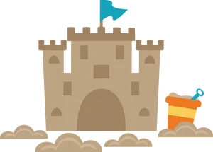 Cartoon Sand Castleand Bucket