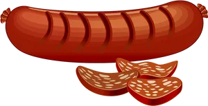 Cartoon Sausageand Slices PNG image