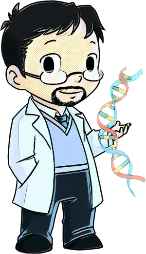 Cartoon Scientist Holding D N A Helix.png PNG image