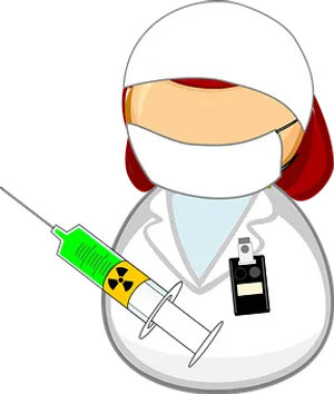 Cartoon Scientist With Hazardous Materials PNG image