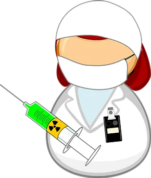 Cartoon Scientist With Syringes PNG image