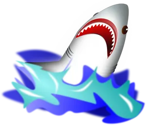 Cartoon Shark Emerging From Water PNG image