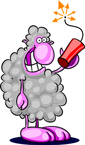 Cartoon Sheep Celebratingwith Confetti