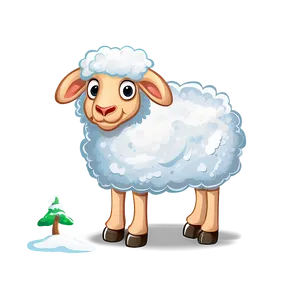 Cartoon Sheep In Snow PNG 46