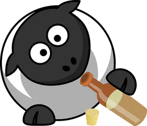 Cartoon Sheep With Bottle