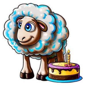 Cartoon Sheep With Cake PNG 06272024