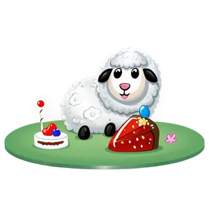Cartoon Sheep With Cake PNG Iry