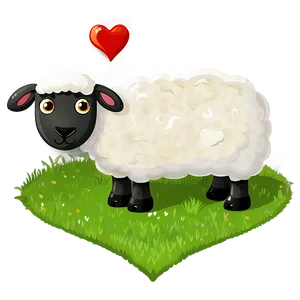 Cartoon Sheep With Heart PNG Hee PNG